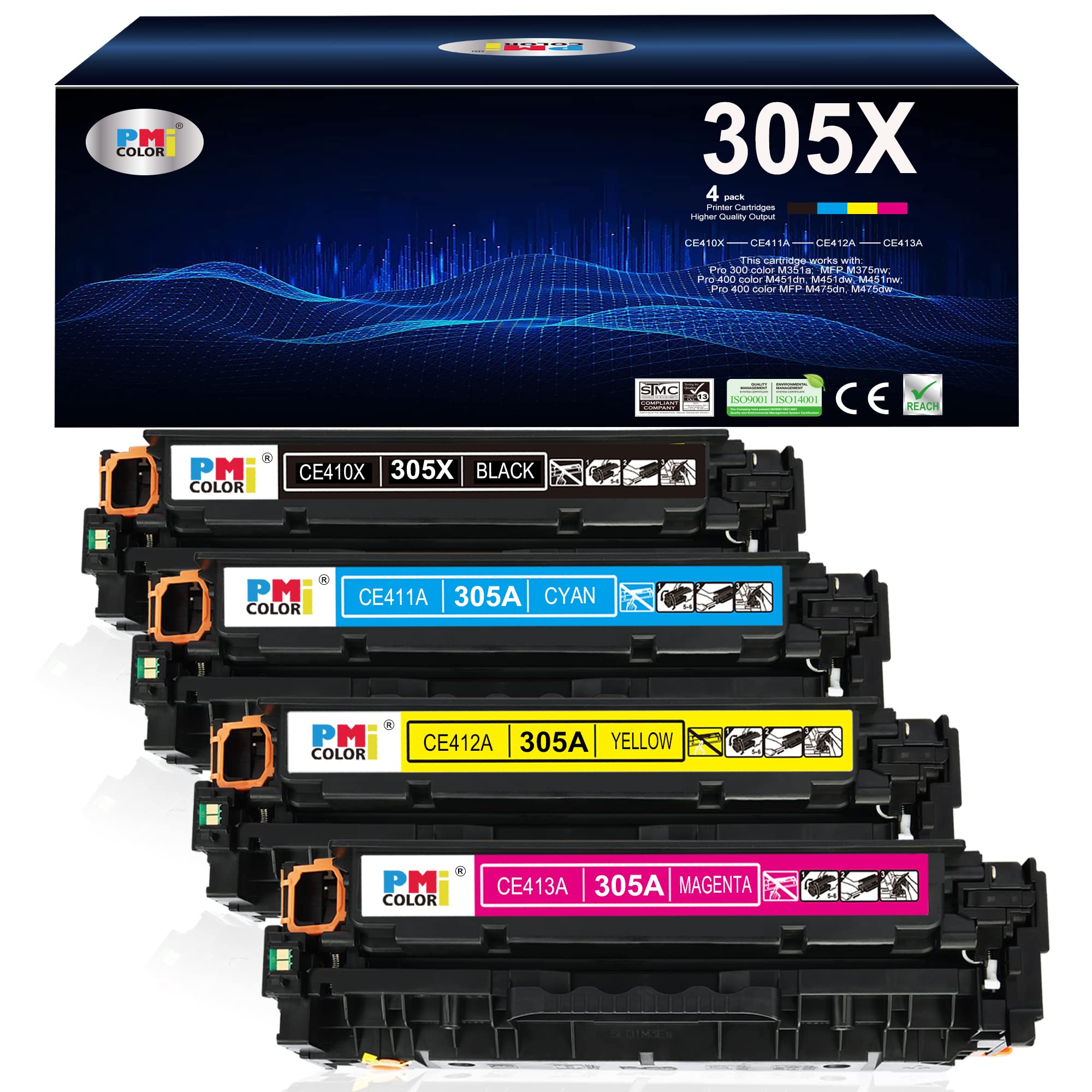 Amazon.com: 305A 305X Toner Cartridges 4 Pack Replacement for HP